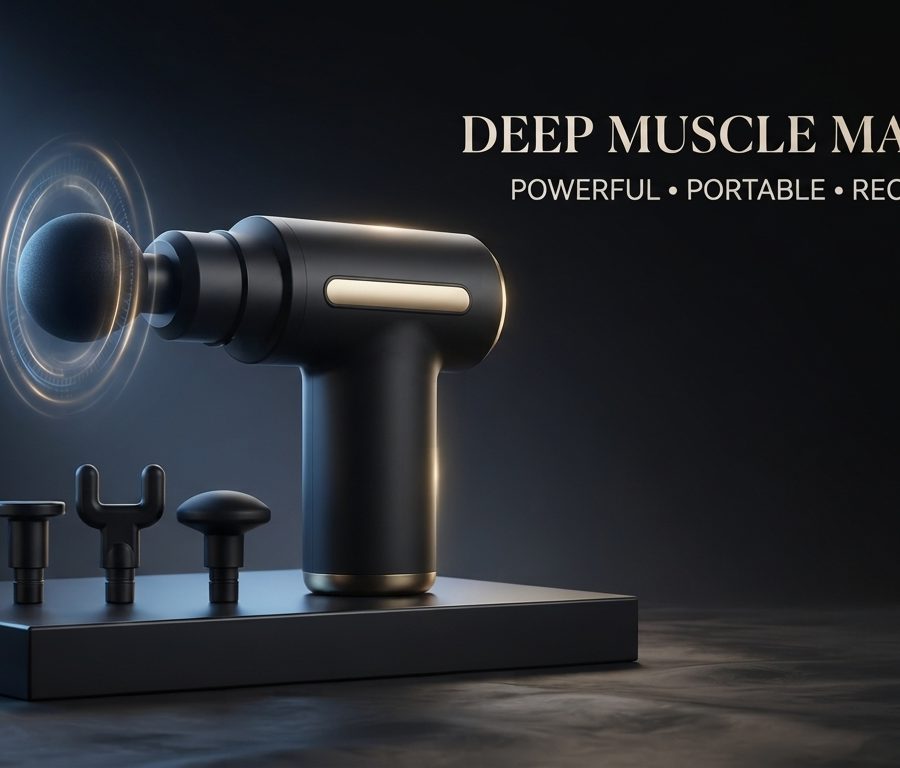 5-in-1 Deep Tissue Massage Gun – Portable & Rechargeable Full Body Massager